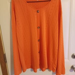 Orange Button-Up Cardigan